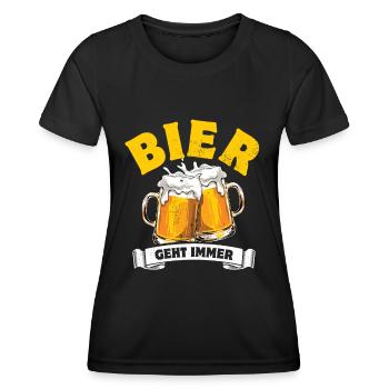 Bier geht immer - Spruch - Frauen Funktions-T-Shirt - Schwarz - Vorne - AI Model Female 172 light (172cm)