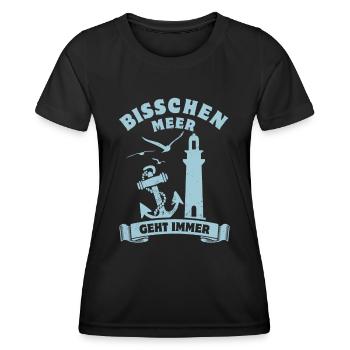 Bisschen Meer geht immer - Küsten Fan - Spruch - Frauen Funktions-T-Shirt - Schwarz - Vorne - AI Model Female 172 light (172cm)