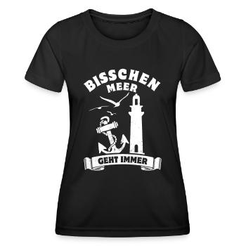 Bisschen Meer geht immer - Küsten Fan - Spruch - Frauen Funktions-T-Shirt - Schwarz - Vorne - AI Model Female 172 light (172cm)