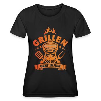 Grillen geht immer - Grill Fan - Spruch - Frauen Funktions-T-Shirt - Schwarz - Vorne - AI Model Female 172 light (172cm)