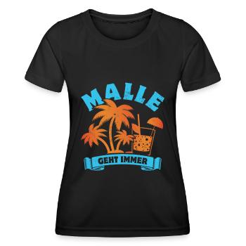Malle geht immer - Mallorca Fan - Spruch - Frauen Funktions-T-Shirt - Schwarz - Vorne - AI Model Female 172 light (172cm)