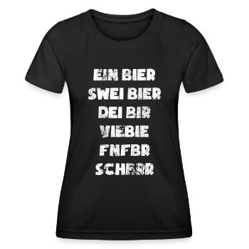 Ein Bier, swei Bier, dei Bir - Männertag Spruch - Frauen Funktions-T-Shirt - Schwarz - Vorne - AI Model Female 172 light (172cm)