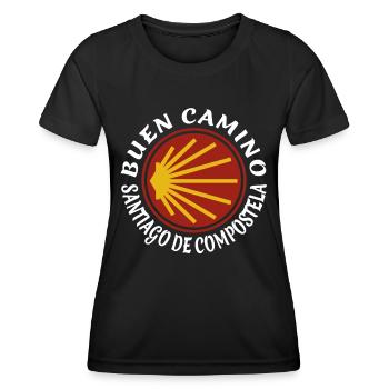 Buen Camino Santiago de Comostela - Jakobsweg - Frauen Funktions-T-Shirt - Schwarz - Vorne - AI Model Female 172 light (172cm)
