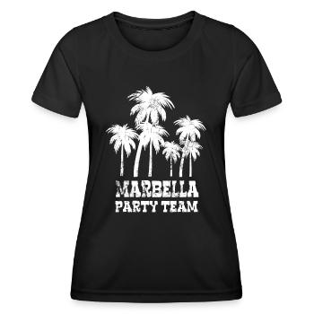 Marbella Party Team - Spanien Urlaub mit Freunden - Frauen Funktions-T-Shirt - Schwarz - Vorne - AI Model Female 172 light (172cm)