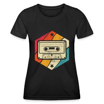 Cassette - Mixtape Audio Cassette Magnétique rétro - T-shirt sport Femme - noir - Devant - AI Model Female 172 light (172cm)