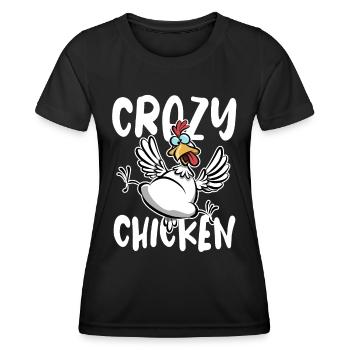 verrücktes Chicken, lustiges Huhn Cartoon - Frauen Funktions-T-Shirt - Schwarz - Vorne - AI Model Female 172 light (172cm)
