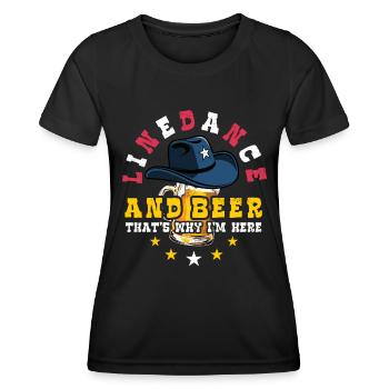 Linedance and Beer - Country Fan - Gift - Women's Functional T-Shirt - black - Front - AI Model Female 172 light (172cm)