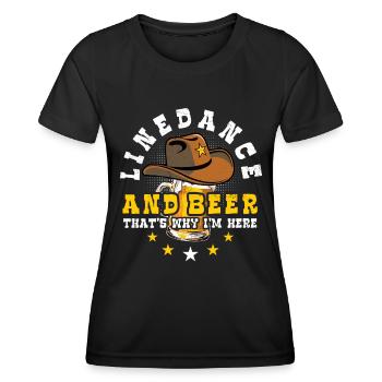 Linedance and Beer - Country Fan - Gift - Women's Functional T-Shirt - black - Front - AI Model Female 172 light (172cm)