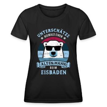 Unterschätze nie einen alten Mann beim Eisbaden - Frauen Funktions-T-Shirt - Schwarz - Vorne - AI Model Female 172 light (172cm)