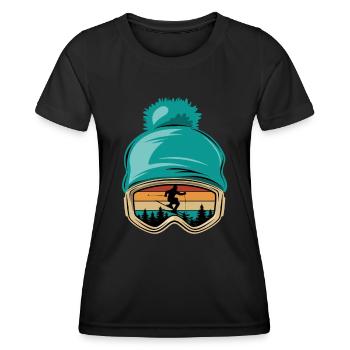 Lunettes de ski, Après-ski, Sports d’hiver, Vacances au ski - T-shirt sport Femme - noir - Devant - AI Model Female 172 light (172cm)
