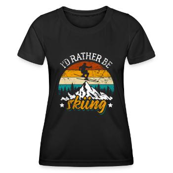 Je préfère skier - Ski, Après-ski, Sports d'hiver - T-shirt sport Femme - noir - Devant - AI Model Female 172 light (172cm)