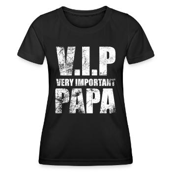 V.I.P Very Important Papa, Bester Papa der Welt - Frauen Funktions-T-Shirt - Schwarz - Vorne - AI Model Female 172 light (172cm)