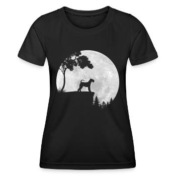 Airedale Terrier Vollmond - Nacht - Silhouette - Frauen Funktions-T-Shirt - Schwarz - Vorne - AI Model Female 172 light (172cm)