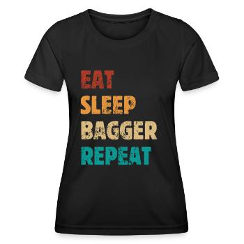 Eat Sleep Bagger Repeat - Baustellen Spruch - Frauen Funktions-T-Shirt - Schwarz - Vorne - AI Model Female 172 light (172cm)