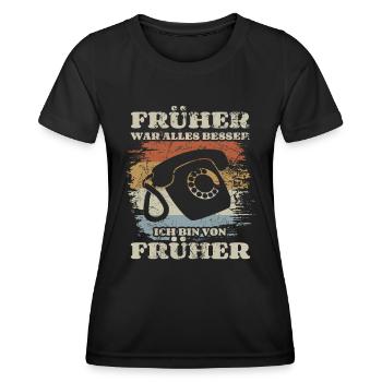 Festnetz Telefon - Früher war alles besser - Frauen Funktions-T-Shirt - Schwarz - Vorne - AI Model Female 172 light (172cm)