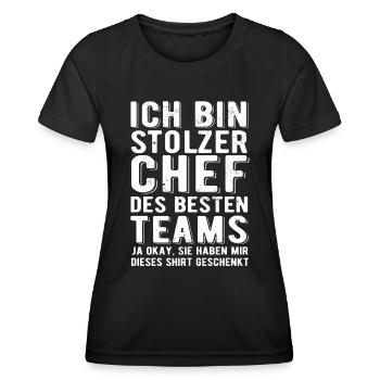 Ich bin stolzer Chef des besten Teams - Spruch - Frauen Funktions-T-Shirt - Schwarz - Vorne - AI Model Female 172 light (172cm)