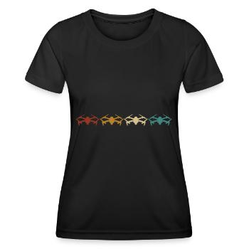 Retro Drones Drone Drones Quadcopter - Women's Functional T-Shirt - black - Front - AI Model Female 172 light (172cm)
