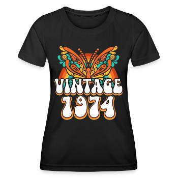 Vintage Hippies 1974 50 Year Anniversary Woman - Women's Functional T-Shirt - black - Front - AI Model Female 172 light (172cm)