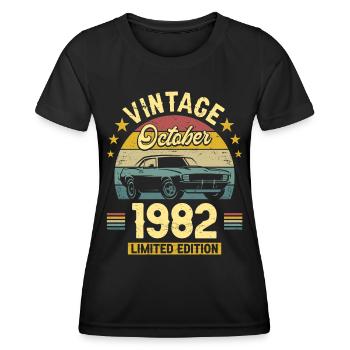 Vintage Octobre 1982 40 Ans Anniversaire - T-shirt sport Femme - noir - Devant - AI Model Female 172 light (172cm)