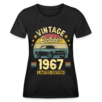 Vintage October 1967 55 Years Anniversary - Women's Functional T-Shirt - black - Front - AI Model Female 172 light (172cm)