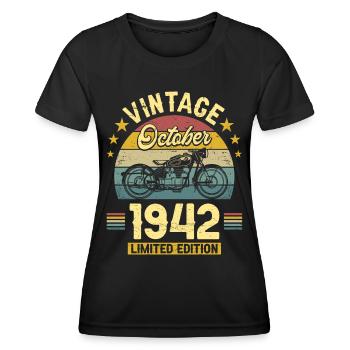 Vintage October 1942 80 Years Anniversary - Women's Functional T-Shirt - black - Front - AI Model Female 172 light (172cm)