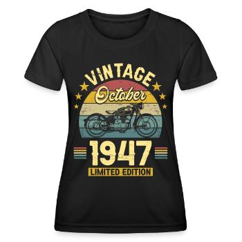 Vintage October 1947 75 Years Anniversary - Women's Functional T-Shirt - black - Front - AI Model Female 172 light (172cm)