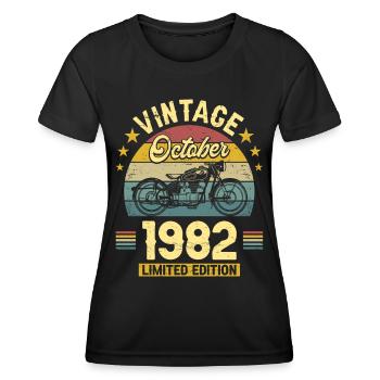 Vintage Octobre 1982 40 Ans Anniversaire - T-shirt sport Femme - noir - Devant - AI Model Female 172 light (172cm)