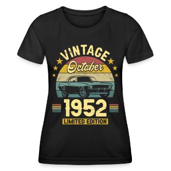 Vintage Octobre 1952 70 Ans Anniversaire - T-shirt sport Femme - noir - Devant - AI Model Female 172 light (172cm)