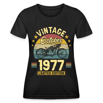 Vintage October 1977 45 Years Anniversary - Women's Functional T-Shirt - black - Front - AI Model Female 172 light (172cm)