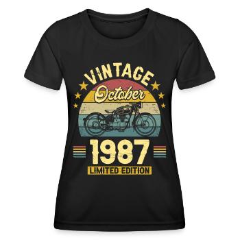 Vintage October 1987 35 Years Anniversary - Women's Functional T-Shirt - black - Front - AI Model Female 172 light (172cm)
