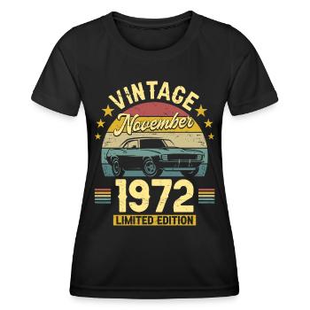 Vintage November 1972 50 years Anniversary - Women's Functional T-Shirt - black - Front - AI Model Female 172 light (172cm)