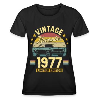 Vintage November 1977 45 years Anniversary - Women's Functional T-Shirt - black - Front - AI Model Female 172 light (172cm)