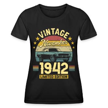 Vintage November 1942 80 years Anniversary - Women's Functional T-Shirt - black - Front - AI Model Female 172 light (172cm)