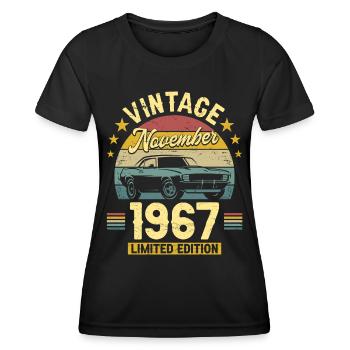 Vintage November 1967 55 years Anniversary - Women's Functional T-Shirt - black - Front - AI Model Female 172 light (172cm)