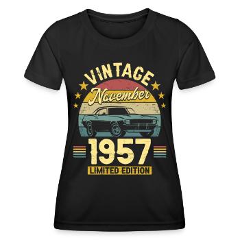 Vintage Novembre 1957 65 Ans Anniversaire - T-shirt sport Femme - noir - Devant - AI Model Female 172 light (172cm)