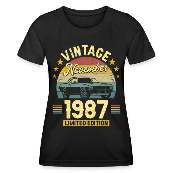 Vintage November 1987 35 years Anniversary - Women's Functional T-Shirt - black - Front - AI Model Female 172 light (172cm)