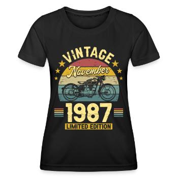 Vintage November 1987 35 years Anniversary - Women's Functional T-Shirt - black - Front - AI Model Female 172 light (172cm)