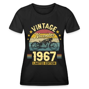 Vintage November 1967 55 years Anniversary - Women's Functional T-Shirt - black - Front - AI Model Female 172 light (172cm)