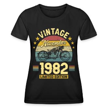Vintage Novembre 1982 40 Ans Anniversaire - T-shirt sport Femme - noir - Devant - AI Model Female 172 light (172cm)