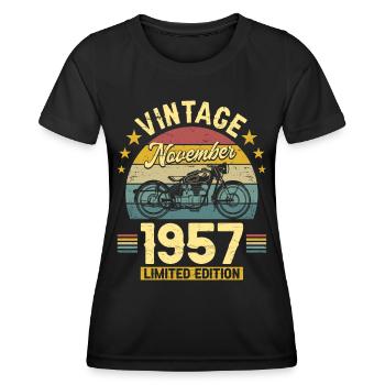 Vintage Novembre 1957 65 Ans Anniversaire - T-shirt sport Femme - noir - Devant - AI Model Female 172 light (172cm)