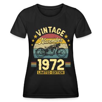 Vintage November 1972 50 years Anniversary - Women's Functional T-Shirt - black - Front - AI Model Female 172 light (172cm)