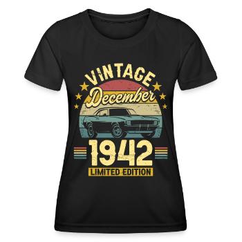 Vintage December 1942 80 years Anniversary - Women's Functional T-Shirt - black - Front - AI Model Female 172 light (172cm)