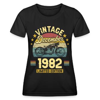 Vintage Décembre 1982 40 Ans Anniversaire - T-shirt sport Femme - noir - Devant - AI Model Female 172 light (172cm)