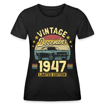 Vintage December 1947 75 years anniversary - Women's Functional T-Shirt - black - Front - AI Model Female 172 light (172cm)