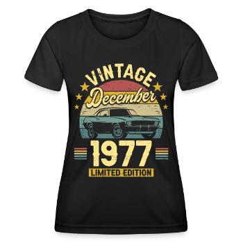Vintage December 1977 45 years anniversary - Women's Functional T-Shirt - black - Front - AI Model Female 172 light (172cm)