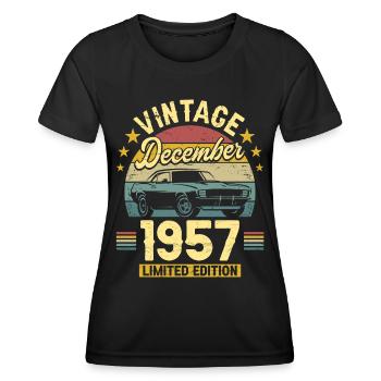 Vintage December 1957 65 years anniversary - Women's Functional T-Shirt - black - Front - AI Model Female 172 light (172cm)