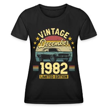 Vintage Décembre 1982 40 Ans Anniversaire - T-shirt sport Femme - noir - Devant - AI Model Female 172 light (172cm)