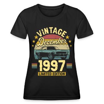Vintage Décembre 1997 25 Ans Anniversaire - T-shirt sport Femme - noir - Devant - AI Model Female 172 light (172cm)