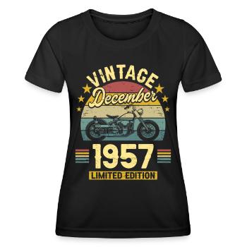 Vintage Décembre 1957 65 Ans Anniversaire - T-shirt sport Femme - noir - Devant - AI Model Female 172 light (172cm)