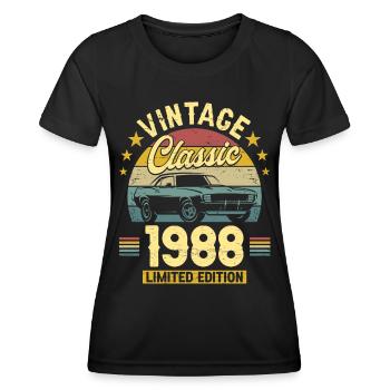 Car Vintage 1988 35 Years Anniversary - Women's Functional T-Shirt - black - Front - AI Model Female 172 light (172cm)